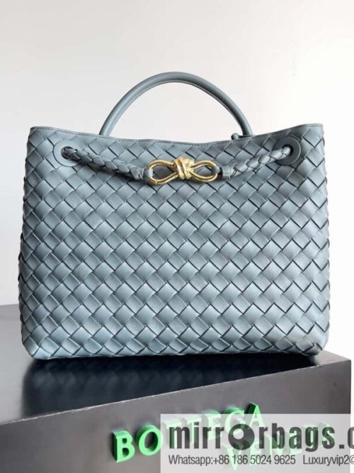 BV Bottega Veneta2023 New Andiamo woven handbag, medium, model number: 743572 slate gray