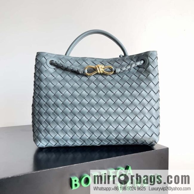 BV Bottega Veneta2023 New Andiamo woven handbag, medium, model number: 743572 slate gray