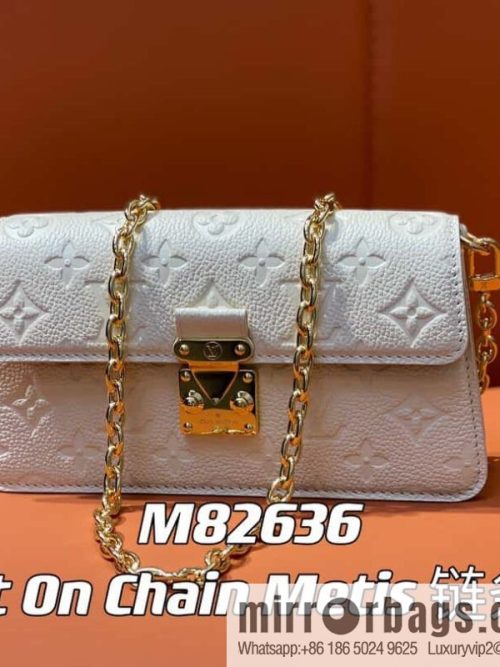[Original order boutique] M82636 white full leather embossed chain bag series Wallet On Chain Metis chain strap handbag M82836 82637
