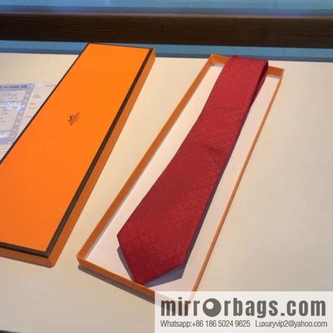 Hermes Men\'s Rhombus H Plaid 100% Top Twill Silk Tie - Image 4
