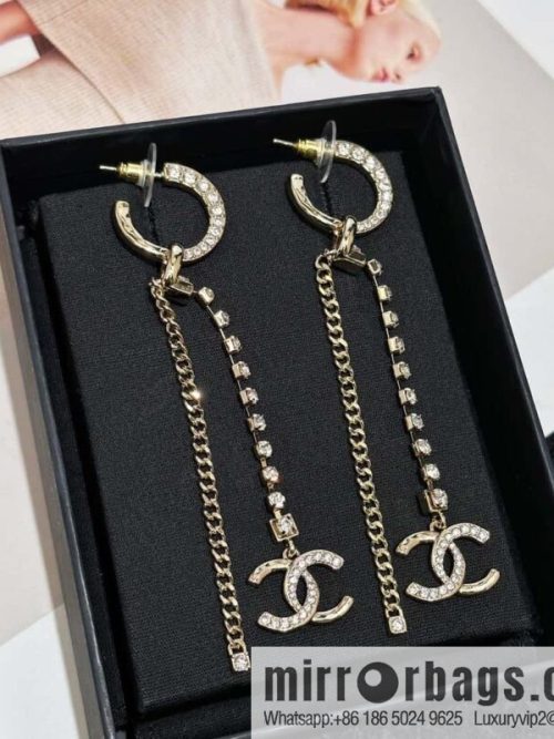 ❗️New ❗️☀️ new ☑️ Chanel double c tassel full diamond stud earrings ☀️