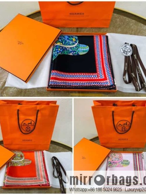 Hermes \"Prairie Horse\" 100% Mulberry Silk Scarf