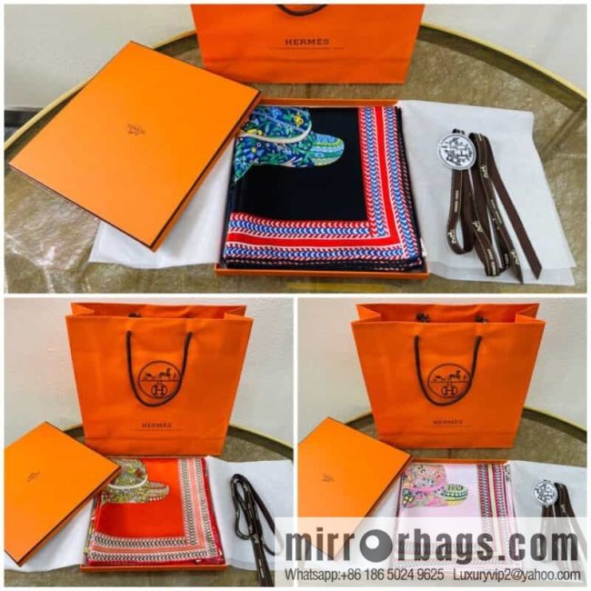 Hermes \"Prairie Horse\" 100% Mulberry Silk Scarf