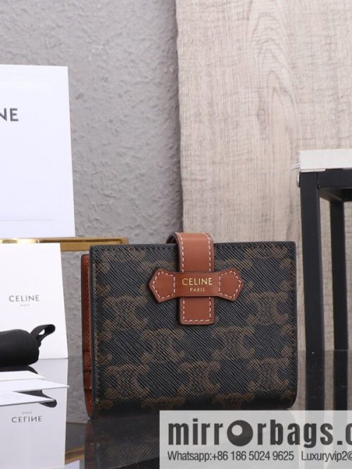 [Premium quality, all-steel hardware] [CELIEN · Celine] Small logo printed sheep leather (fabric) lace wallet TRIOMPHE number: 100262