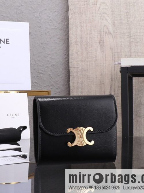 [Premium quality, all-steel hardware] CE tri-fold wallet 🅰️ simple black tri-fold wallet model number: 100782