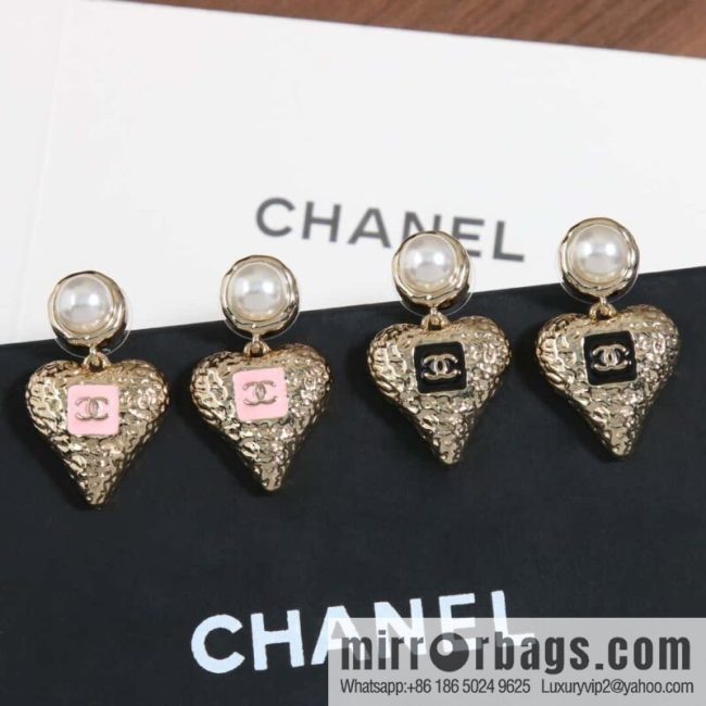 ☀️New ☑️ chanel c2 double c peach heart love earrings earrings ☀️