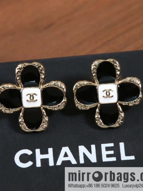 New, Chanel c1 double c four-leaf clover earrings