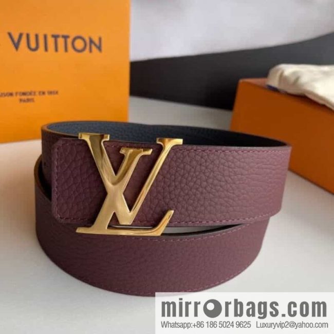 LOUIS VUITTON Louis Vuitton counter hanging buckle double-sided lychee lychee black/khaki belt - Image 3