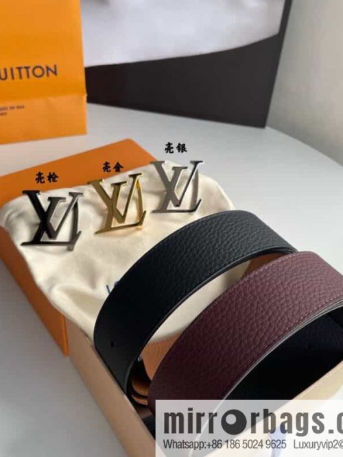 LOUIS VUITTON Louis Vuitton counter hanging buckle double-sided lychee lychee black/khaki belt