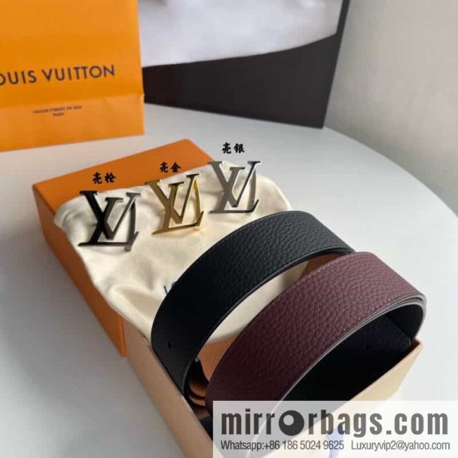 LOUIS VUITTON Louis Vuitton counter hanging buckle double-sided lychee lychee black/khaki belt