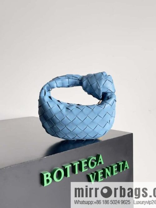 BV super mini JODIE tote bag dumpling bag, woven knotted bag, model number: 730828 hurricane blue.