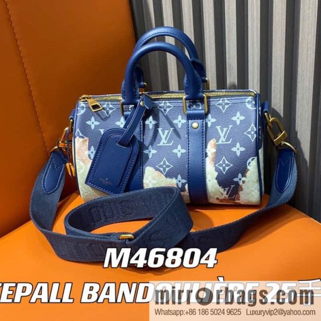 [Boutique‑grade] M46804 blue flame, men\'s bag, pillow bag series KEEPALL BANDOULIZRE 25 handbag