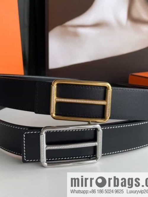 Hermès, Seiko crafted inlaid diamond buckle double-sided delicate cowhide belt