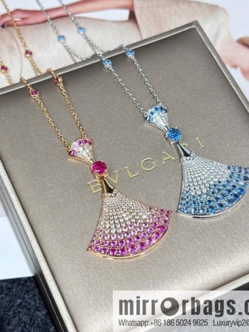❗️New ❗️ ☀ BVLGARI DIVAS\'DREAM gradual change powder gradual change blue diamond fan necklace  ☀️