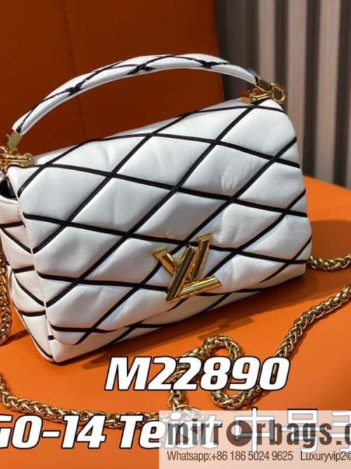 [Original order boutique] M22890 white, full leather rhombus chain bag series GO-14 Teist medium handbag M22891
