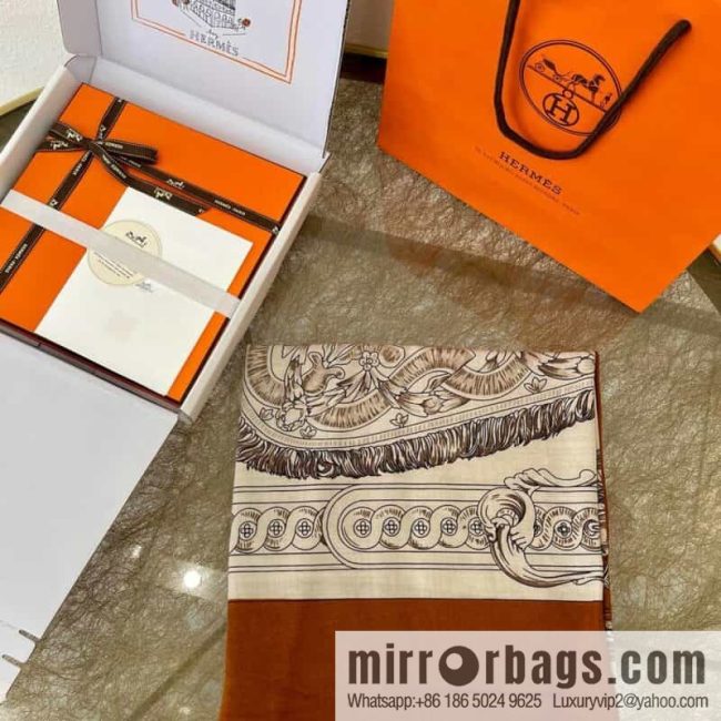 Hermes Handmade curled cashmere and silk blend shawl