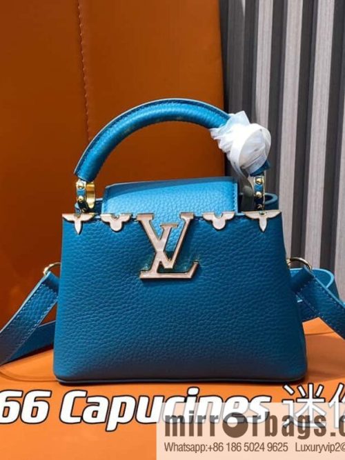 [Original order boutique] M23766 blue flower crown, full leather cap, that English series Capucines mini handbag, this Capucines Flower Crown handbag