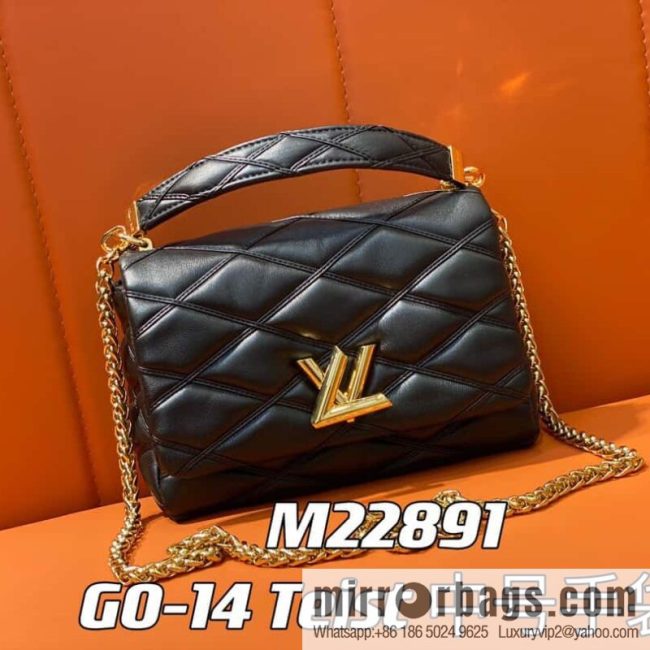 [Original order boutique] M22890 white, full leather rhombus chain bag series GO-14 Teist medium handbag M22891