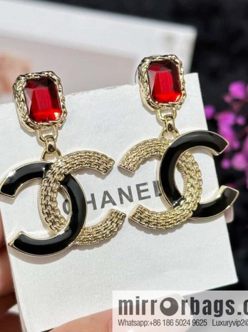 ❗️New ❗️ chanel stud earrings ☀️ new ☑️ chanel c2 double c ruby stud earrings ☀️