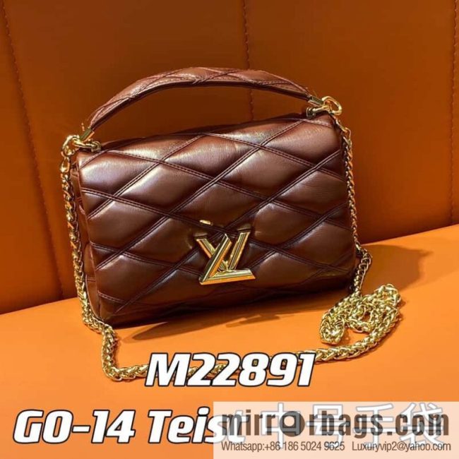 [Original order boutique] M22890 full leather rhombus chain bag series GO-14 Teist medium handbag M22891