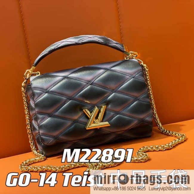 [Original order boutique] M22890 full leather rhombus chain bag series GO-14 Teist medium handbag M22891