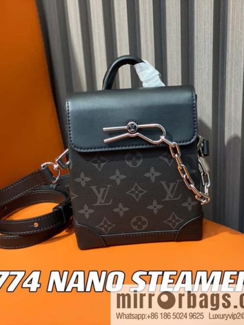 [Original order boutique] M82774 black flower, men\'s bag mini schoolbag series, new NANO STEAMER handbag in autumn and winter