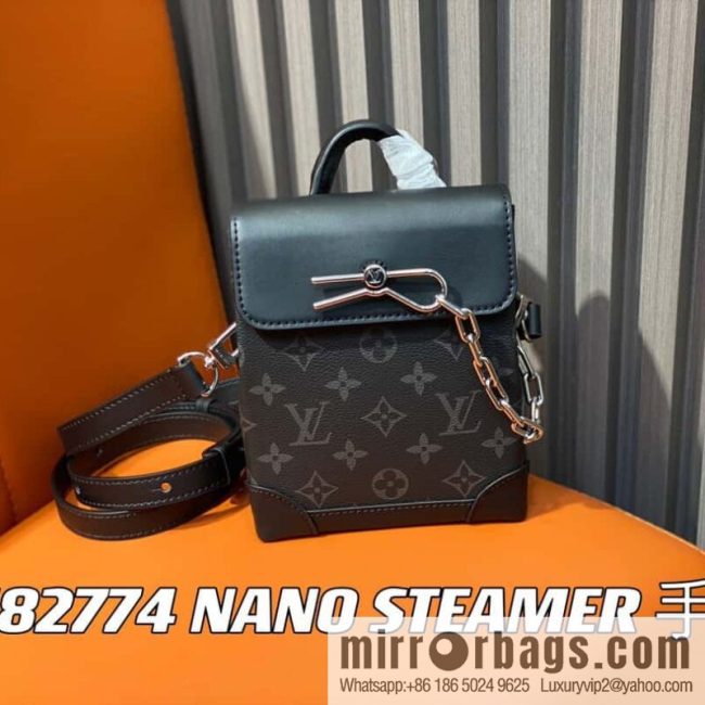 [Original order boutique] M82774 black flower, men\'s bag mini schoolbag series, new NANO STEAMER handbag in autumn and winter