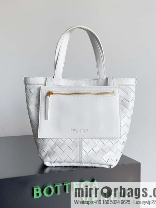 BV early autumn new tote Intrecciato woven tote handbag, model number: 754916 white