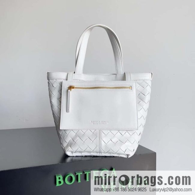 BV early autumn new tote Intrecciato woven tote handbag, model number: 754916 white
