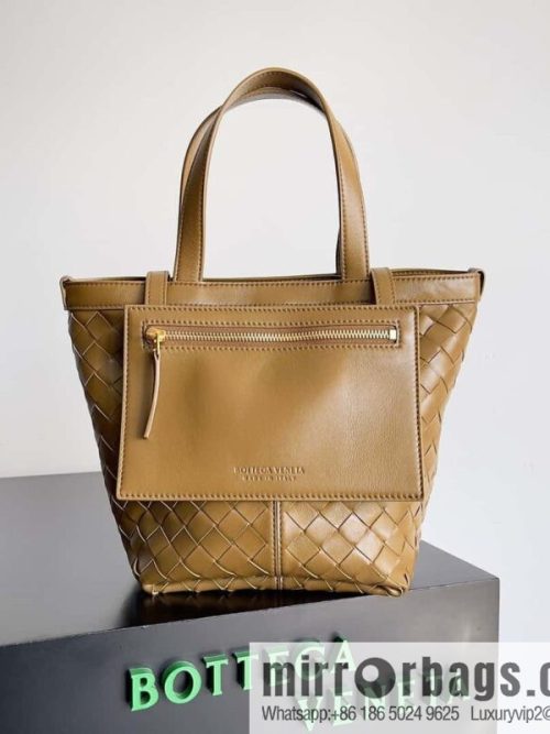 BV early autumn new tote Intrecciato woven tote handbag, model number: 754916 mustard green