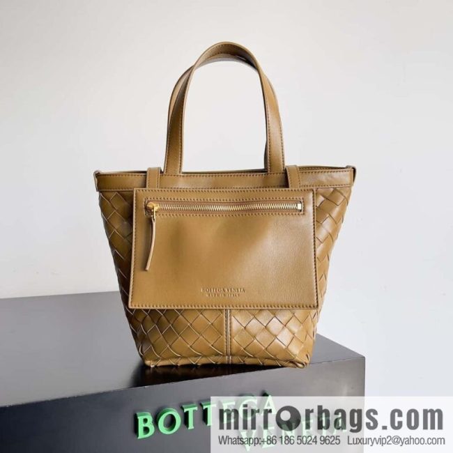BV early autumn new tote Intrecciato woven tote handbag, model number: 754916 mustard green