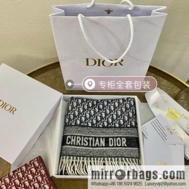 Dior classic old flower Oblique print new version cashmere scarf 01CDO309I093_C340 - Image 5