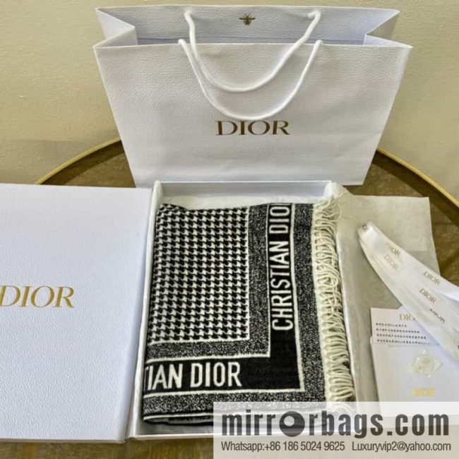 Dior Dior MontaIgne Black and White Thousand Birds Shawl 94MON140I057_C980