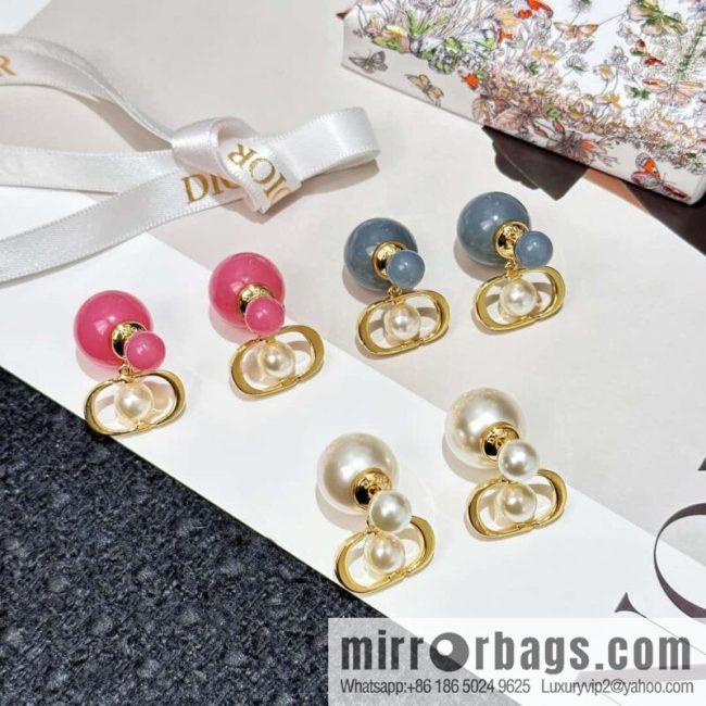 New ☑️ DIOR CD candy colored pearl earrings stud earrings