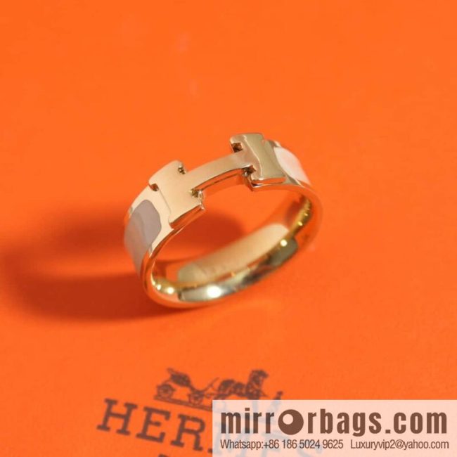 ❤️New HERMES Hermès milk tea color H ring