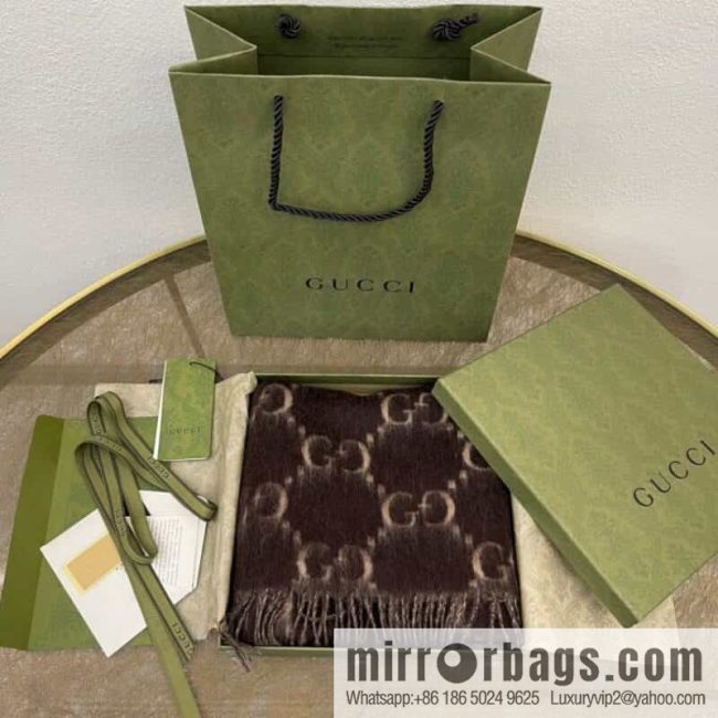 GUCCI Gucci GG diamond rhombus alpaca wool-blend scarf - Image 3