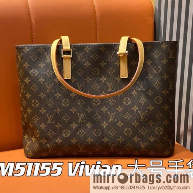 [Original order boutique] M51155 monogram yellow leather, medieval bag series Vivian large handbag 51172 VivianCc vegetable basket out of print medieval bag Vivian