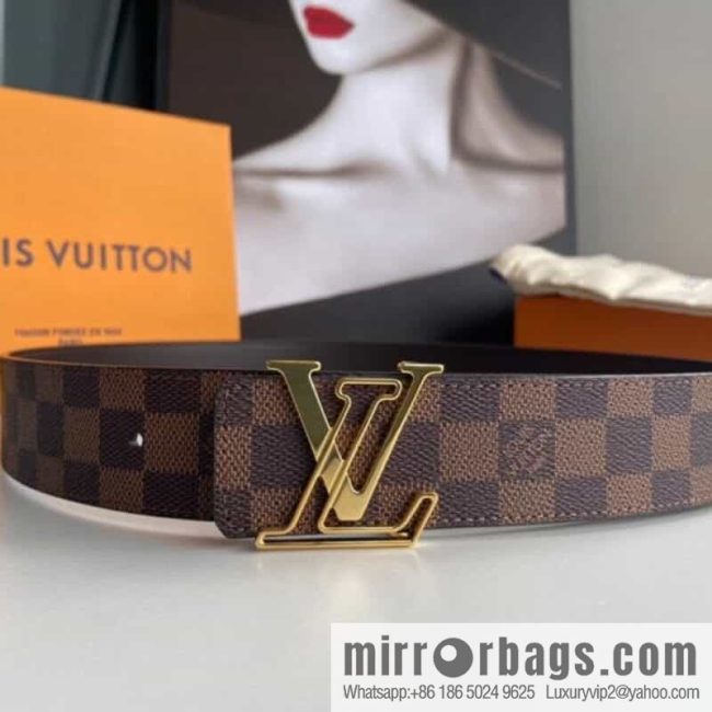 LV/Louis Vuitton Monogram Eclipse Canvas Calfskin SHAPE40mm Double Sided Belt - Image 5