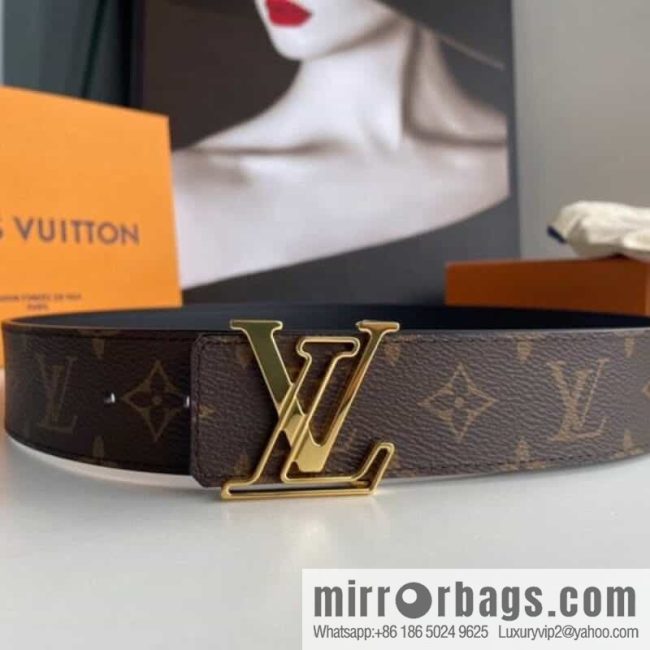 LV/Louis Vuitton Monogram Eclipse Canvas Calfskin SHAPE40mm Double Sided Belt - Image 4