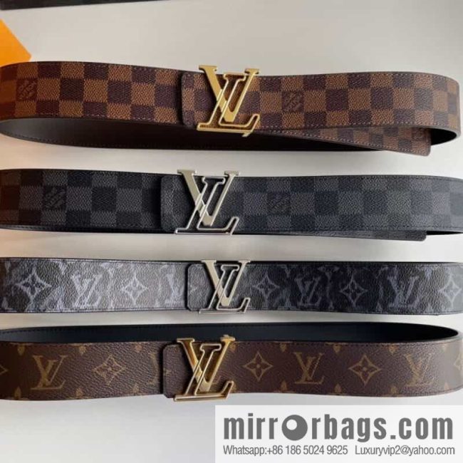 LV/Louis Vuitton Monogram Eclipse Canvas Calfskin SHAPE40mm Double Sided Belt