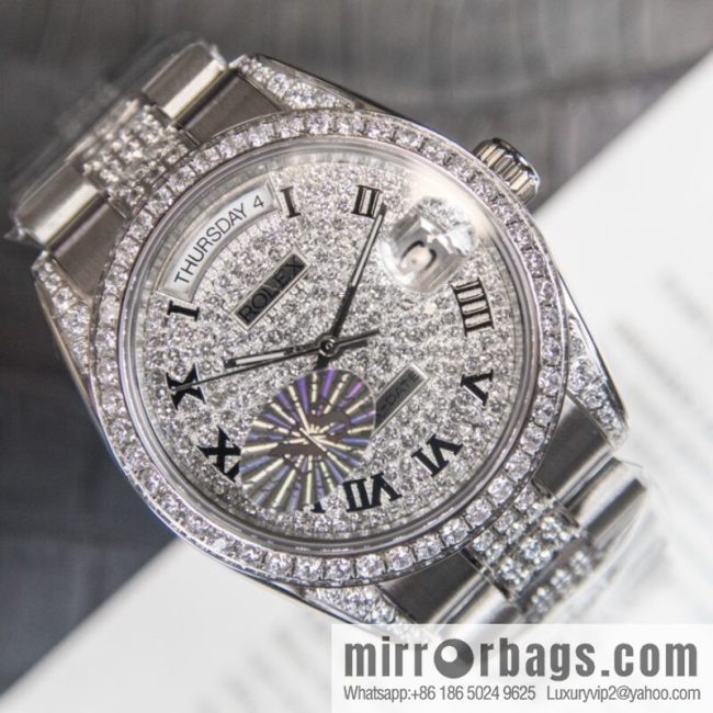 NS-Factory Rolex Log Full Diamond Series Swiss 2836 Movement Watch - Image 8