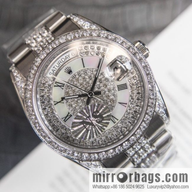 NS-Factory Rolex Log Full Diamond Series Swiss 2836 Movement Watch - Image 7