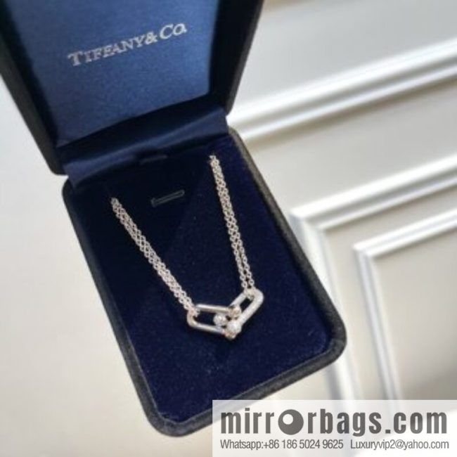 Tiffany & co. full diamond double chain ring necklace - Image 3