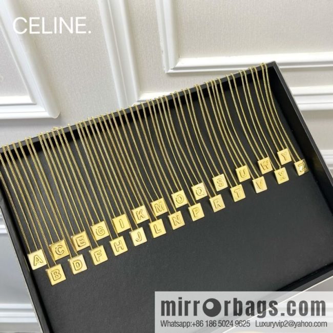 Celine ALPHABET 26 letter gold cube necklace