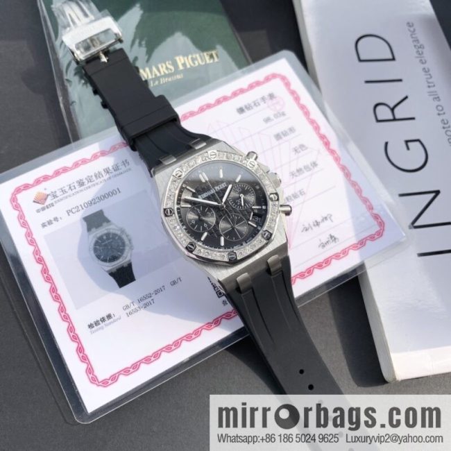The latest Royal Oak Offshore series chronograph quartz watch case 904 stainless steel with diamonds 32 2.0 bright vvs level cut diamonds - Image 2