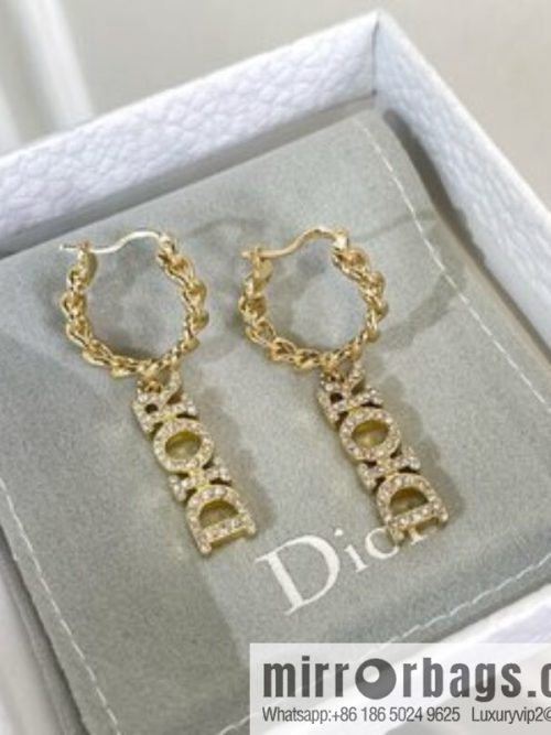 New ☑️ DIOR Dior full diamond letter stud earrings