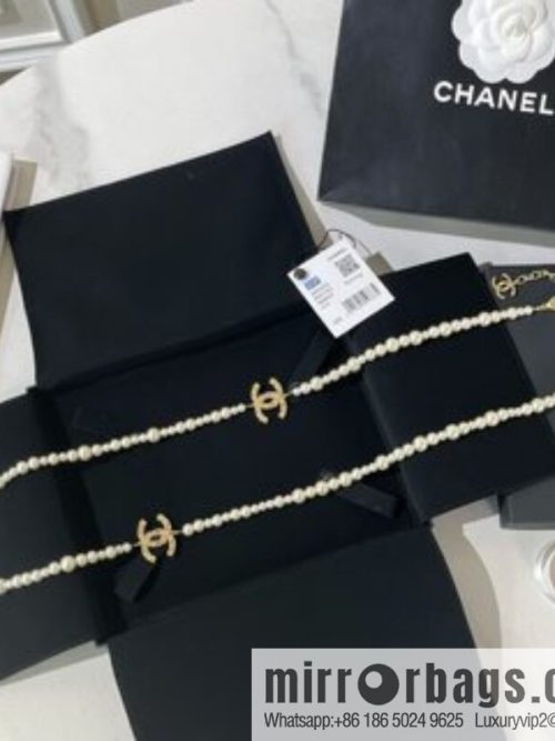 New ☑️ CHANEL Chanel double c pearl sweater chain necklace