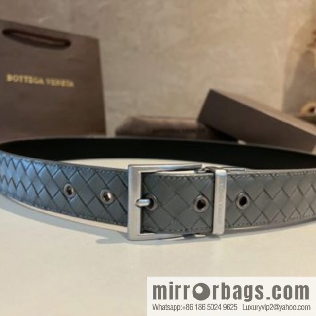 Bottega Veneta, hand-woven craft Seiko metal buckle 3.5cm men\'s belt - Image 5