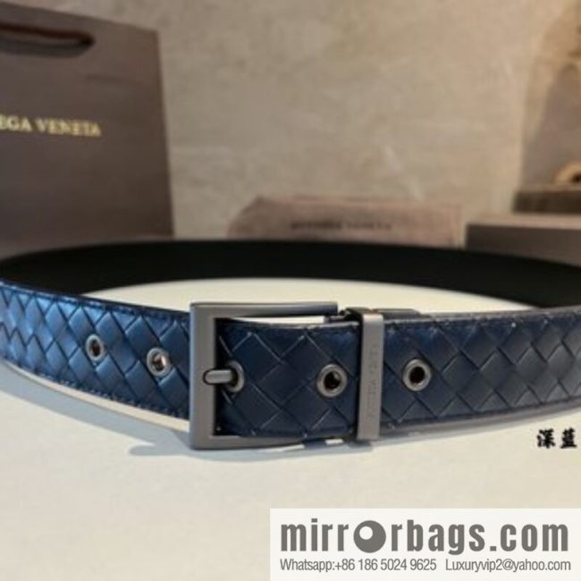 Bottega Veneta, hand-woven craft Seiko metal buckle 3.5cm men\'s belt - Image 4
