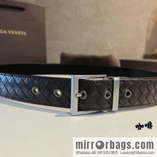 Bottega Veneta, hand-woven craft Seiko metal buckle 3.5cm men\'s belt - Image 3
